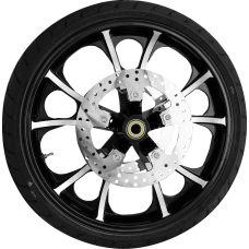 Coastal Moto Largo Front Wheel - Black Cut (21") | Rotors (11.8") | Dunlop Tire (130/60B21) - 0335-0019  PKG-LGO213BC-ABST